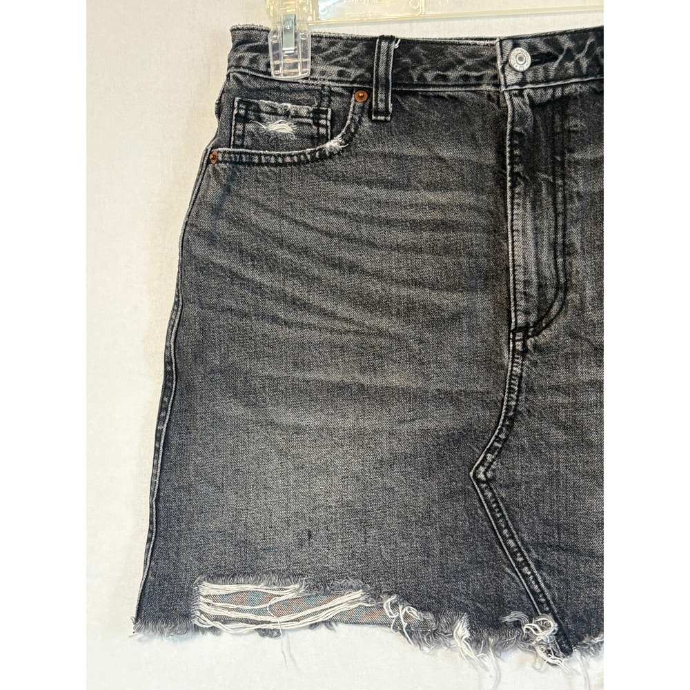 Abercrombie & Fitch Zoe Natural Rise Vintage A-Line Denim Mini Skirt Black 29 8R - Picture 2 of 12